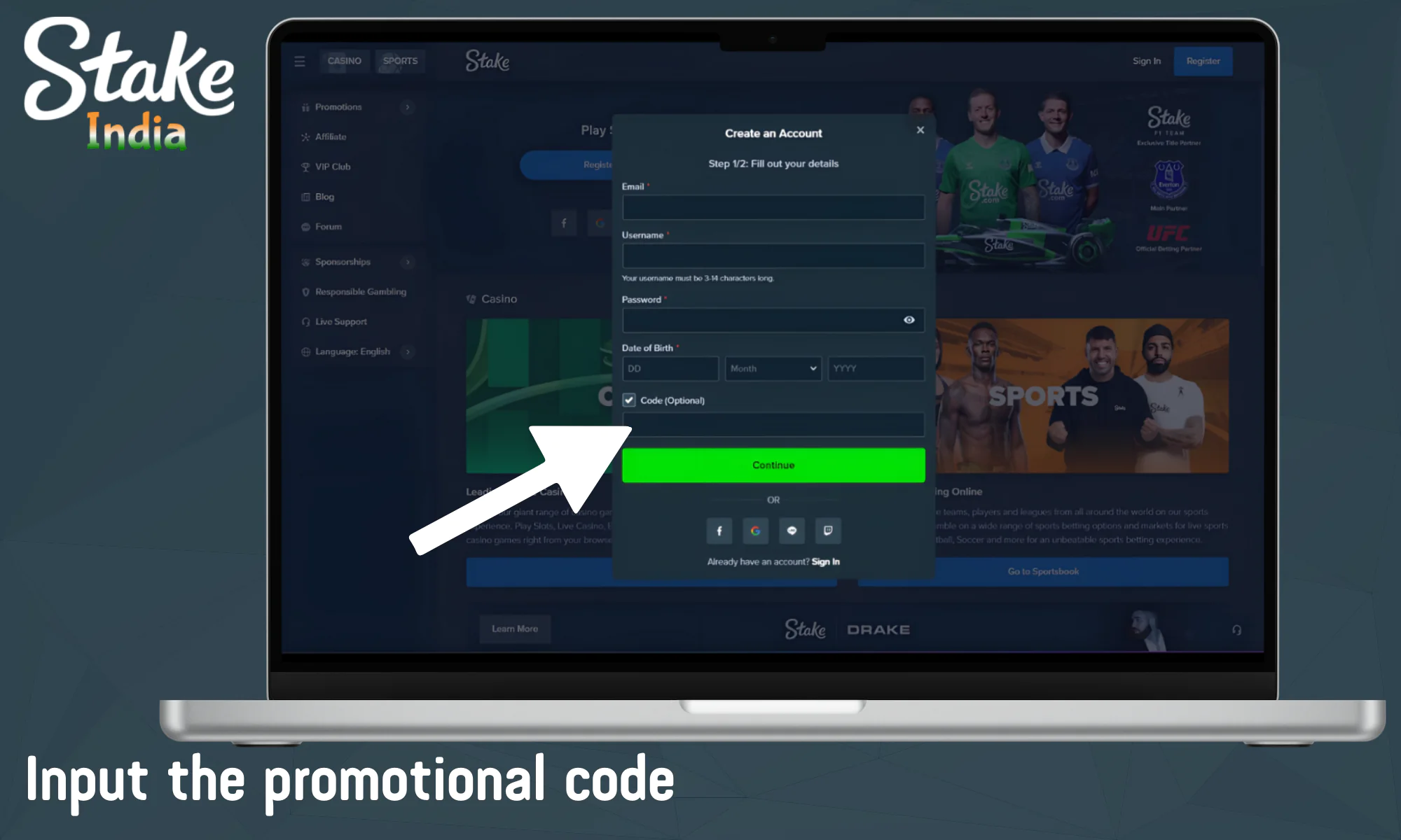 You can insert a bonus code